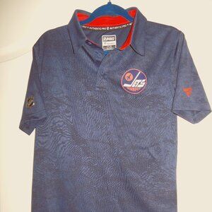 Winnipeg Jets Fanatics Navy Blue BREATHABLE Polo shirt Size S NHL hockey